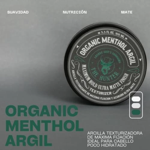 Pomada The Hunter Organic Menthol Argil 100ml (Fijacion Maxima Texturizador)