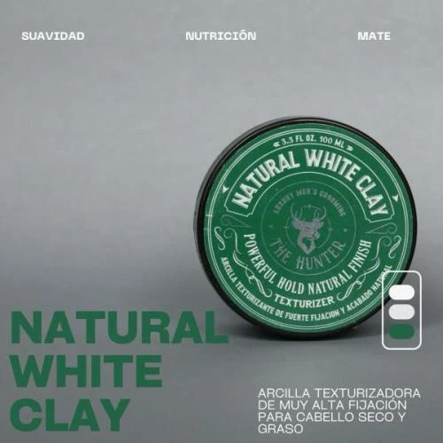 Pomada The Hunter Natural White Clay 100ml (Texturizador Ultra Fijacion)